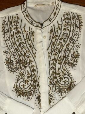 Soft Surroundings Remi Top White with  Gold and Copper Beads Size M